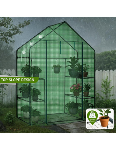 Invernadero portátil Outvita 3 niveles 4 estantes PE Verde