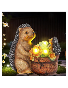 Estatua de Jardín Erizo Suculento con Luces Solares JJALIGHTS