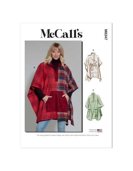 Kit de Patrón de Costura Poncho McCall's M8347 LRG-XLG-XXL
