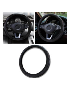 Cubierta de Volante Piburth 37-38cm Cuero Fibra Carbono Negro