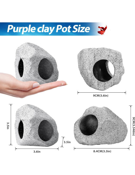 Decoración de Acuario CousDUoBe - Cueva Oculta de Roca y Plantas