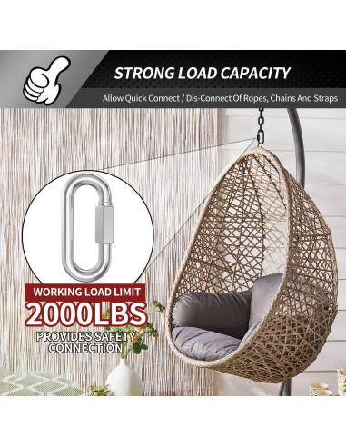 Eslingas de Cadena de Acero Inoxidable BNYZWOT 3.5" - 4 Piezas 2000 Lbs