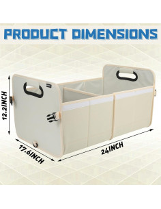 Organizador de Maletero de Coche Austoces Beige Plegable 2 Compartimentos 2