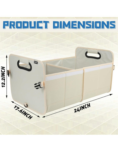Organizador de Maletero de Coche Austoces Beige Plegable 2 Compartimentos
