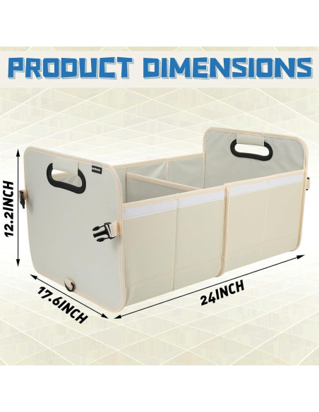 Organizador de Maletero de Coche Austoces Beige Plegable 2 Compartimentos