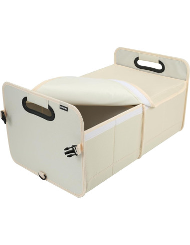 Organizador de Maletero de Coche Austoces Beige Plegable 2 Compartimentos