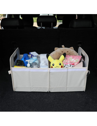 Organizador de Maletero de Coche Austoces Beige Plegable 2 Compartimentos