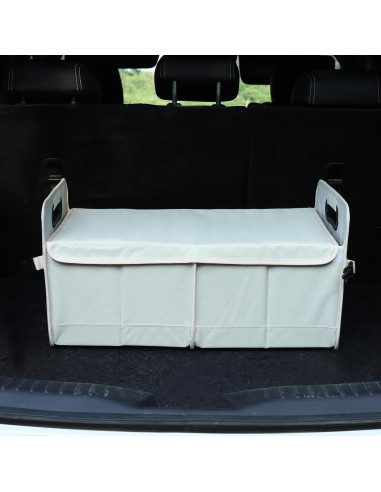 Organizador de Maletero de Coche Austoces Beige Plegable 2 Compartimentos