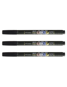 Marcadores de Pincel Tombow Fudenosuke, Negro, Punta Suave, 3 Unidades