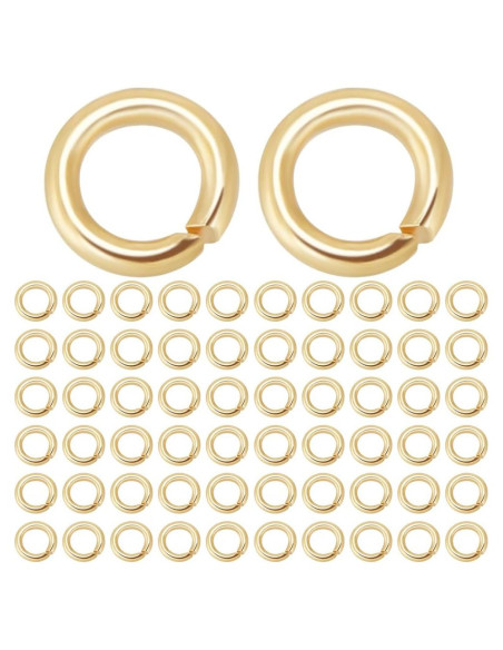 Beebeecraft Anillas Abiertas de Salto 4mm 600Pcs Baño Oro 18K