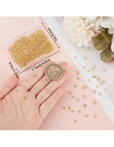 Beebeecraft Anillas Abiertas de Salto 4mm 600Pcs Baño Oro 18K