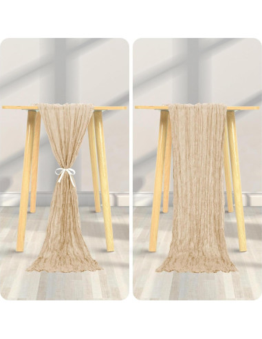 Caminos de Mesa de Tela de Queso YMHPRIDE Beige 12 Piezas 50x300cm