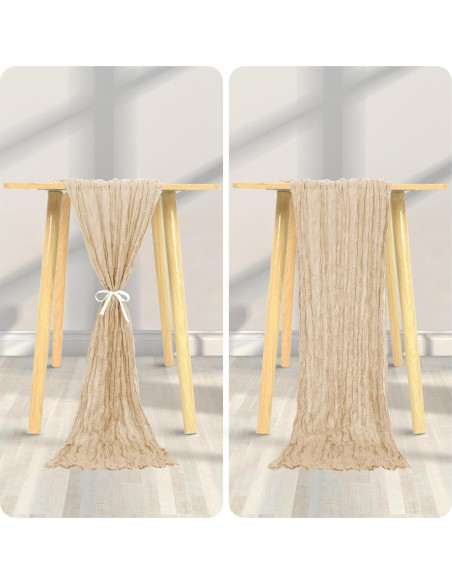 Caminos de Mesa de Tela de Queso YMHPRIDE Beige 12 Piezas 50x300cm