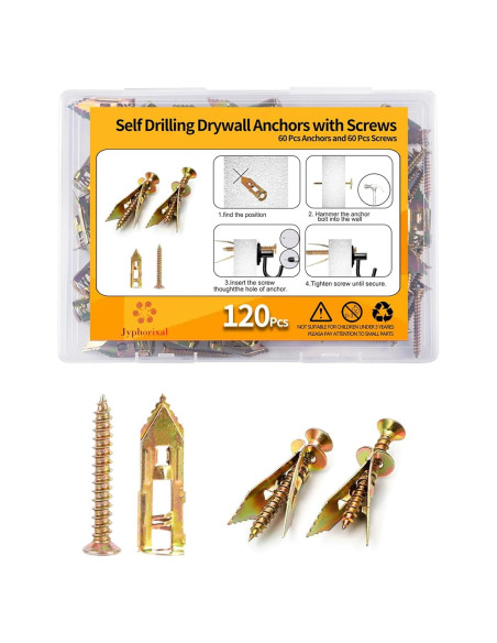 120 Anclajes Autoperforantes para Paneles de Yeso Jyphorixal 12x40mm