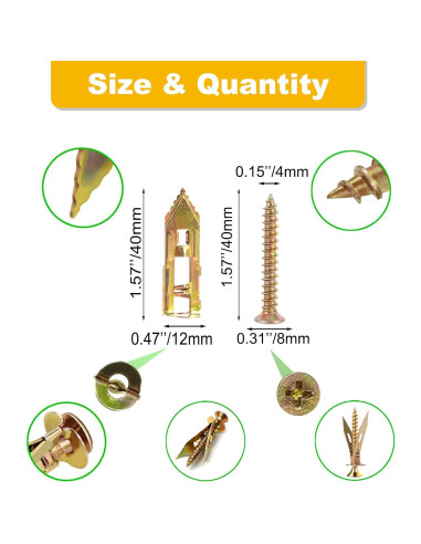 120 Anclajes Autoperforantes para Paneles de Yeso Jyphorixal 12x40mm