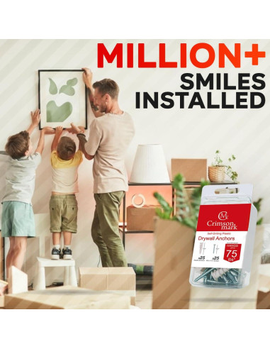 20 Anclajes y Tornillos Autoperforantes CrimsonMark para Yeso