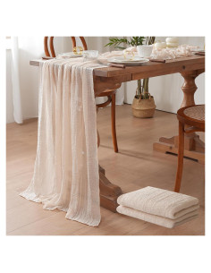 Cubre Mesa de Gasa RRBXIA Beige 10FT 2Pcs 120 Pulgadas