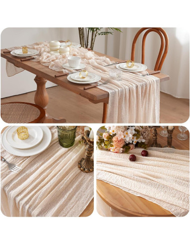 Cubre Mesa de Gasa RRBXIA Beige 10FT 2Pcs 120 Pulgadas