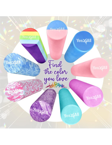 Rodillo de Espuma EVA Yes4All 45.72 cm Arcoíris Suave para Masaje
