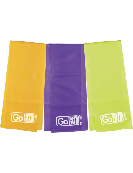 Kit de Banda de Resistencia Plana GoFit - Libre de Látex, 3 Niveles