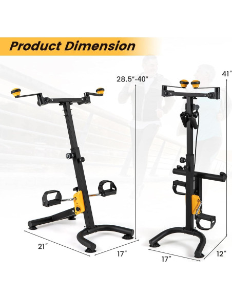 Ejercitador de Pedales Plegable Goplus para Ancianos 101.6 cm