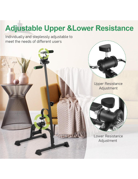 Bicicleta de Ejercicio Ajustable Yanery para Ancianos - Negro