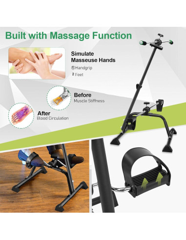 Bicicleta de Ejercicio Ajustable Yanery para Ancianos - Negro