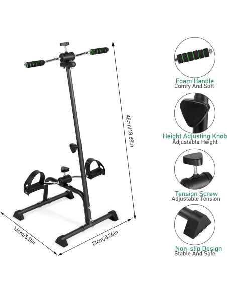 Bicicleta de Ejercicio Ajustable Yanery para Ancianos - Negro