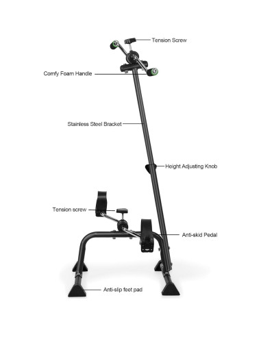 Bicicleta de Ejercicio Ajustable Yanery para Ancianos - Negro