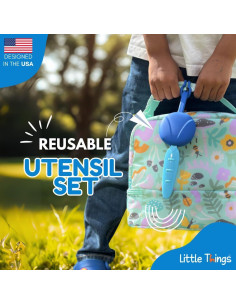 Juego de Utensilios para Niños Little Things - Sin BPA, Azul 2