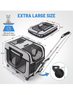 Transportín Doble Extra Grande HOVONO para Mascotas 18 Kg 2