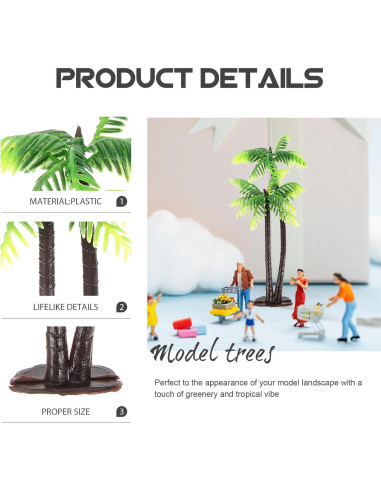5 Mini Árboles de Palma Artificiales Abaodam 13CM Decoración