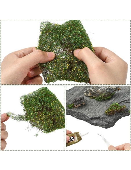 Mini Césped Artificial SOFPLATE 20x7cm Verde Amarillo para Dioramas