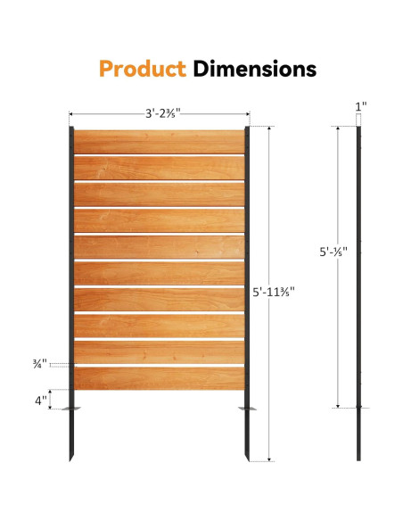 Pantalla de Privacidad de Madera Cedro 1 Panel 1.82 m x 0.98 m