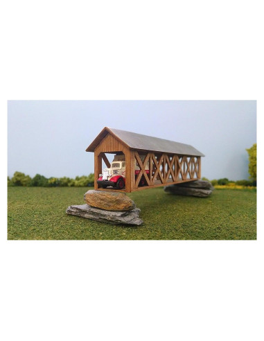 Kit de Puente Cubierto Feller Creek Escala HO 26.6x6.35x6.35 cm