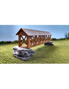 Kit de Puente Cubierto Feller Creek Escala HO 26.6x6.35x6.35 cm 2