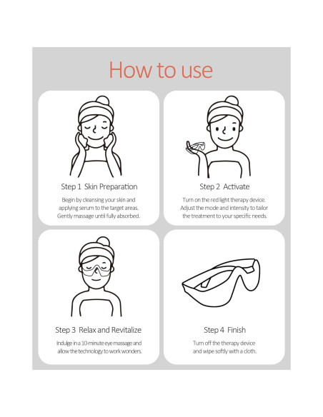 Gafas de terapia de luz roja LED Nutra Light, 4 modos, antiarrugas