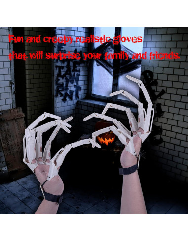 Dedo Articulado Halloween Moonoom - Guantes Flexibles Esqueléticos