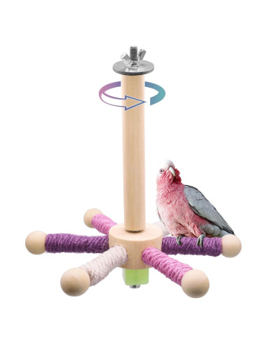 Juguete para Aves FAILUN con 6 Perchas de Madera Natural