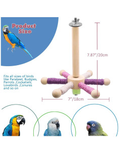 Juguete para Aves FAILUN con 6 Perchas de Madera Natural 2