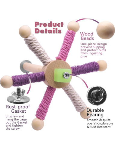 Juguete para Aves FAILUN con 6 Perchas de Madera Natural
