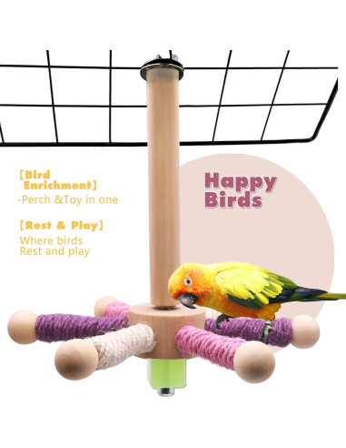 Juguete para Aves FAILUN con 6 Perchas de Madera Natural
