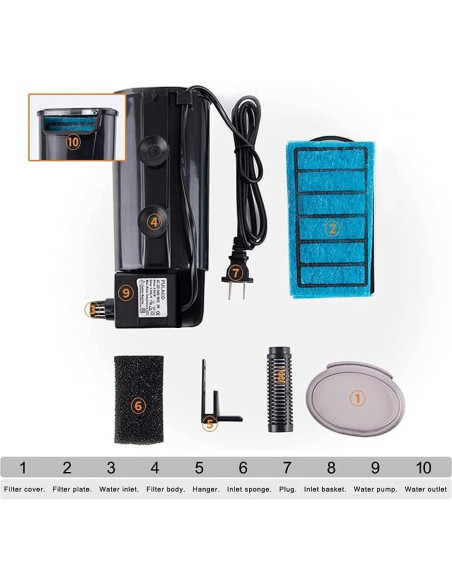 Filtro Interno PULACO para Acuario 75.71L, Silencioso y Eficiente