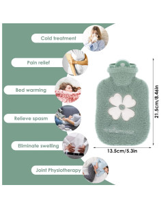 Bolsa de Agua Caliente 500ml DSLSQD con Funda Suave Verde 2