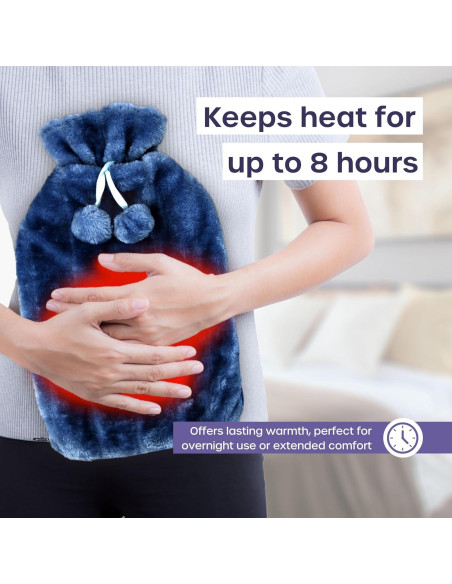 Botella de Agua Caliente 3.5L Volila con Funda Suave Azul