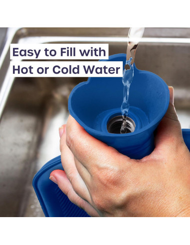 Botella de Agua Caliente 3.5L Volila con Funda Suave Azul