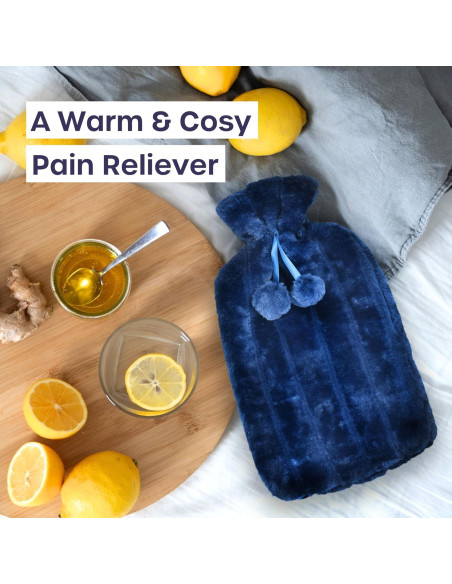 Botella de Agua Caliente 3.5L Volila con Funda Suave Azul