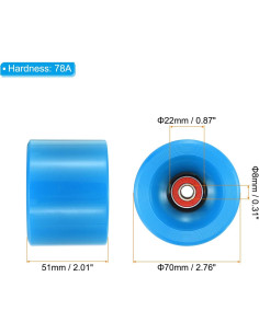 Ruedas de Longboard PATIKIL 70mm 78A con Rodamientos ABEC-9 2