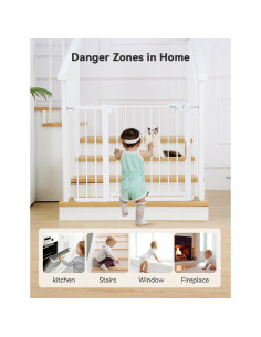 Puerta para Bebés Extra Ancha COMOMY 75-110 cm Blanca 2