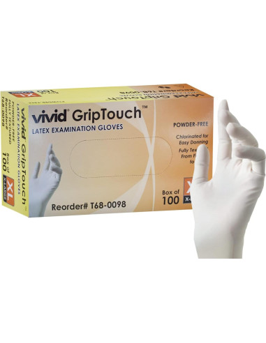 Guantes de Examen de Láttex VIVID NaturalTouch Sin Polvo 100 Unidades